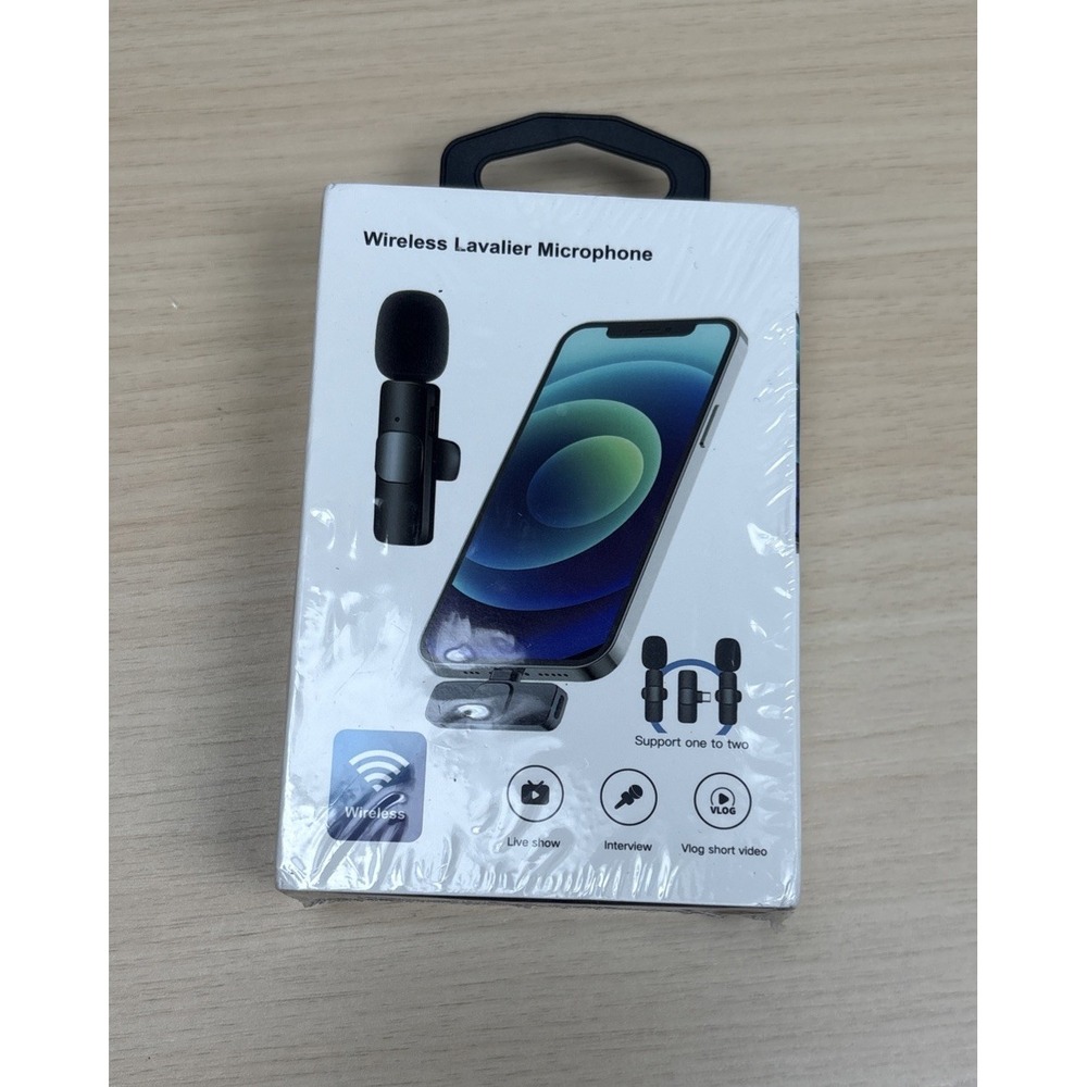 Lavalier Wireless Microphone System Rechargeable Black Recording New & Sealed